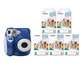 Моментальный фотоаппарат Polaroid 300, PIC300 синий + 5 картриджей по 20 карточек