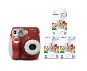 Моментальный фотоаппарат Polaroid 300, PIC300 красный + 3 картриджа по 20 карточек