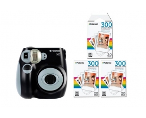 Моментальный фотоаппарат Polaroid 300, PIC300 черный + 3 картриджа по 20 карточек