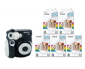 Моментальный фотоаппарат Polaroid 300, PIC300 черный + 5 картриджей по 20 карточек